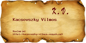 Kacsovszky Vilmos névjegykártya