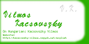 vilmos kacsovszky business card